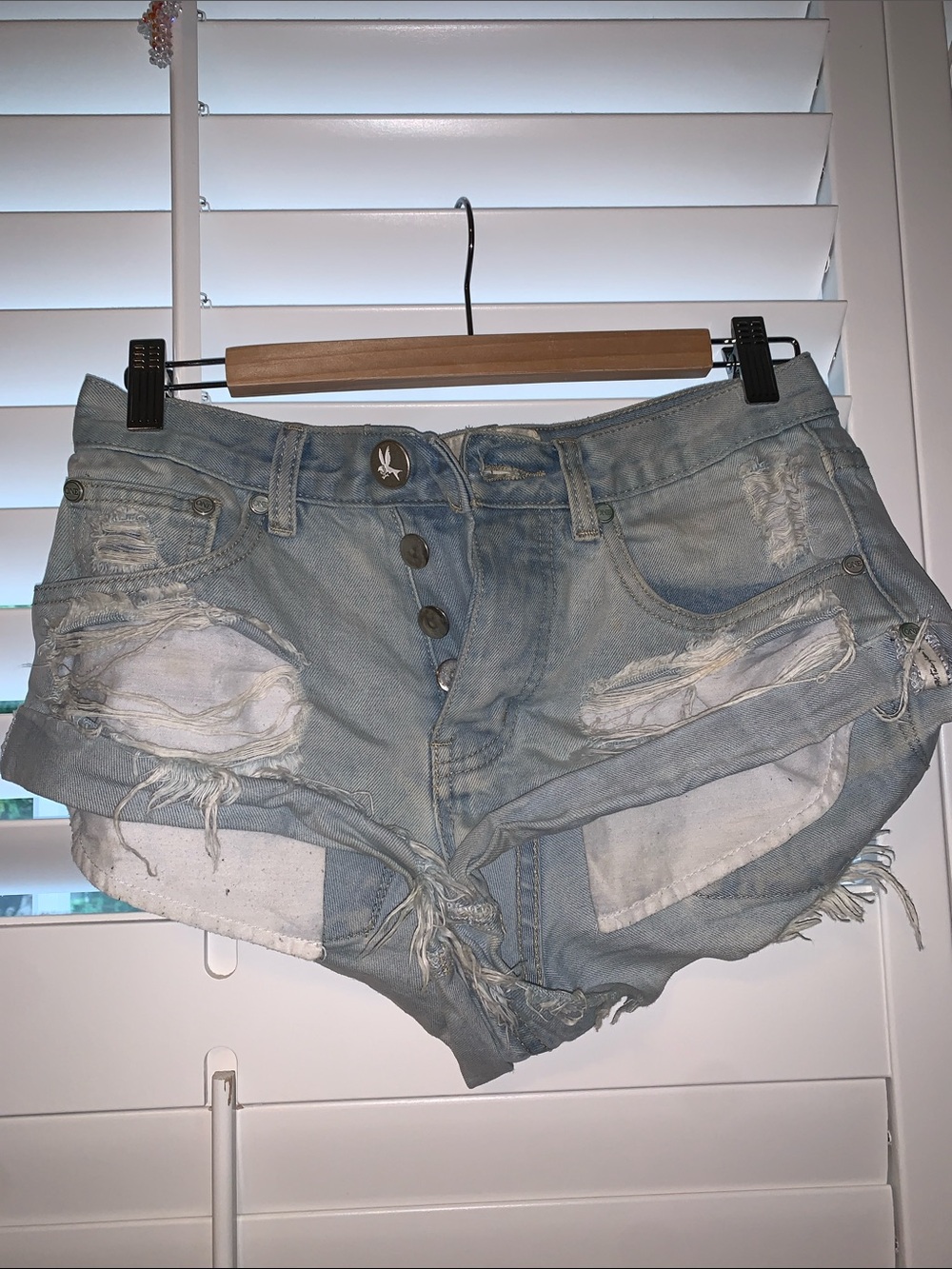 One Teaspoon Light Blue Distressed Denim Shorties